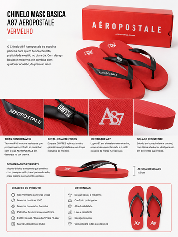 CHINELO MASC BASICA A87 AEROPOSTALE VERMELHO