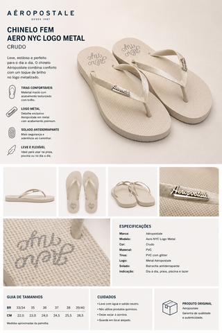 CHINELO FEM AERO NYC LOGO METAL CRUDO