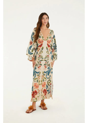 VESTIDO FEM SONHO REAL FARM BEGE
