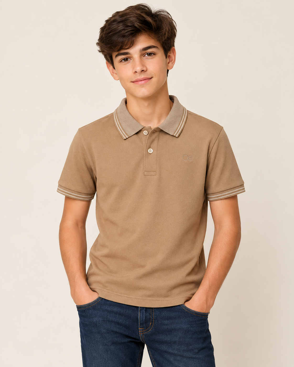 POLO OGOCHI INF MC CASUAL SLIM KAKI ESCURO 0024