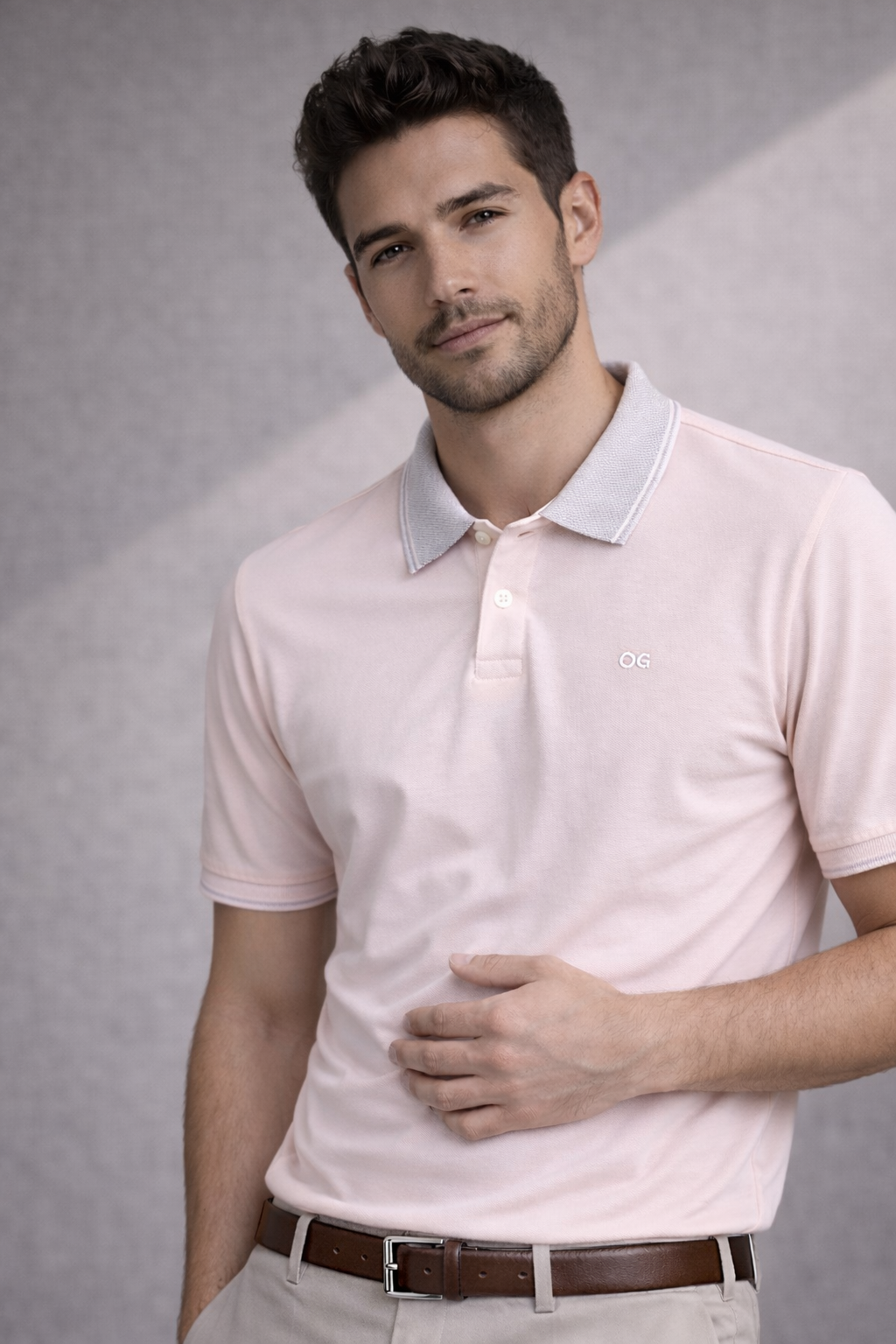POLO MAS MC CASUAL SLIM PIQUET OGOCHI ROSA CLARO 1520