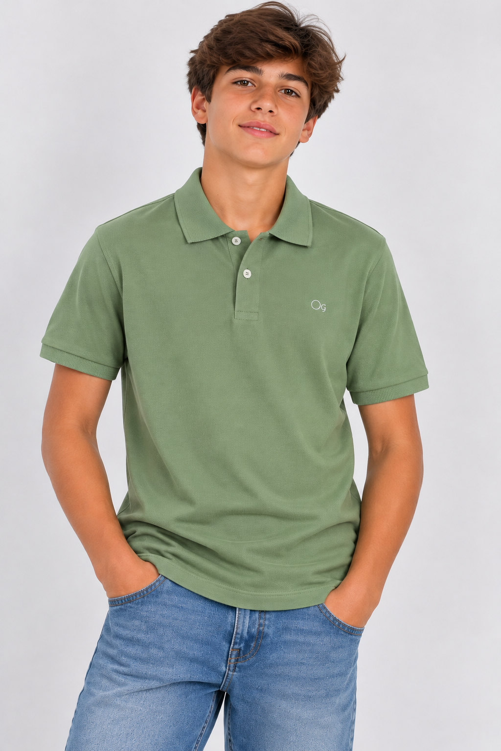 POLO OGOCHI INF MC SLIM ESSENCIAL VERDE MUSGO 0529