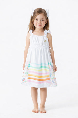 VESTIDO FEM ASAS COLORIDAS ALPHABETO BRANCO