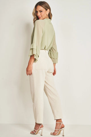 BLUSA FEM MANGA 7/8 PLANO CHIFFON SOFT VERDE CHA