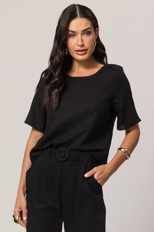 CALCA FEM EM PLANO LINEN PRETO