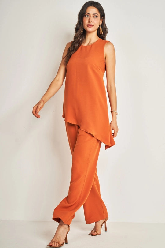 BLUSA FEM SM EM PLANO CREPONADO CONHAQUE