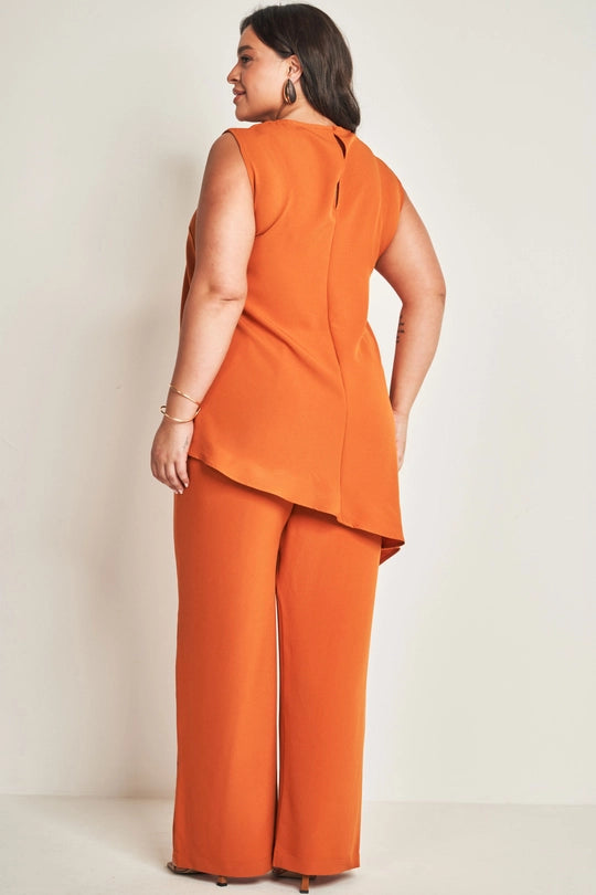 BLUSA FEM SM EM PLANO CREPONADO CONHAQUE