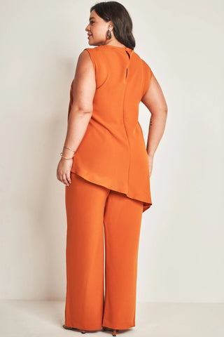 BLUSA FEM SM EM PLANO CREPONADO CONHAQUE