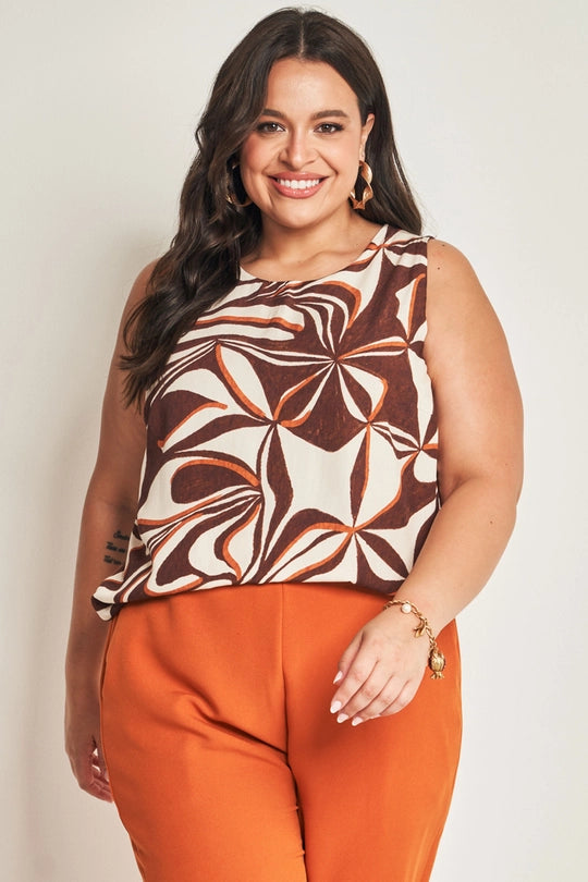 CALCA FEM EM PLANO CREPONADO CONHAQUE