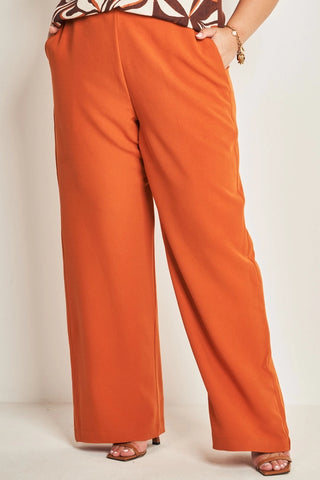 CALCA FEM EM PLANO CREPONADO CONHAQUE