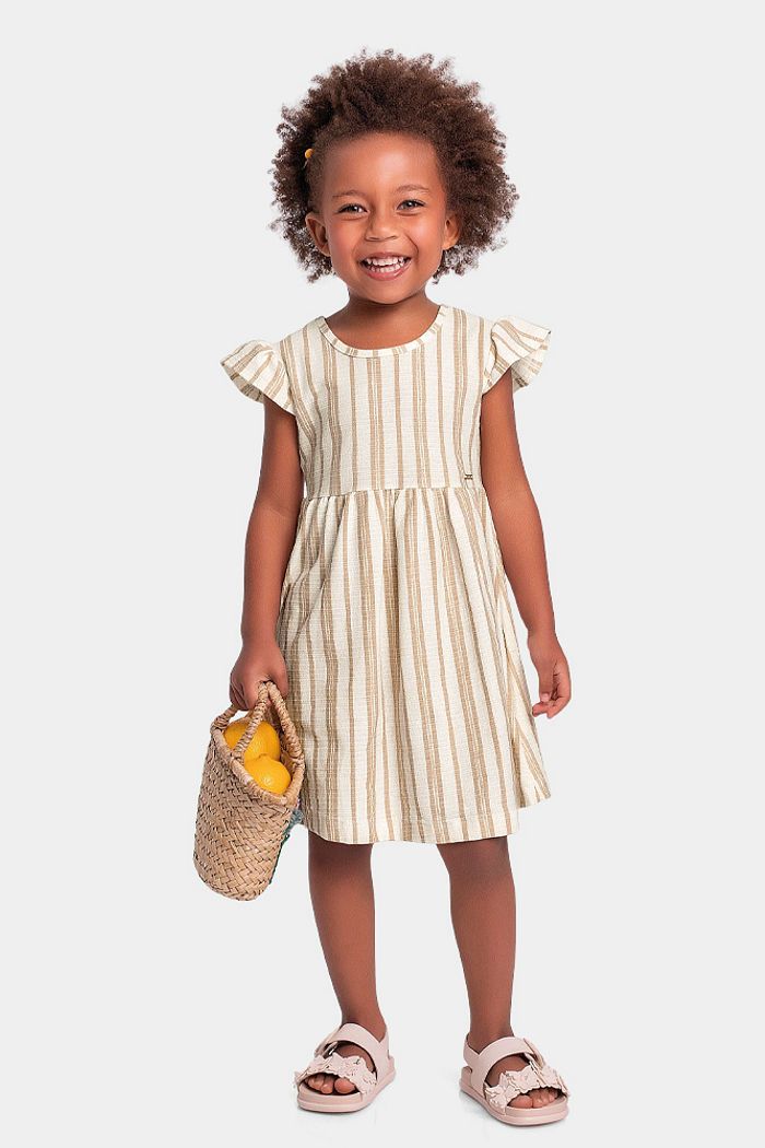 VESTIDO MC LISTRADO MALHA FLORENCE BEGE