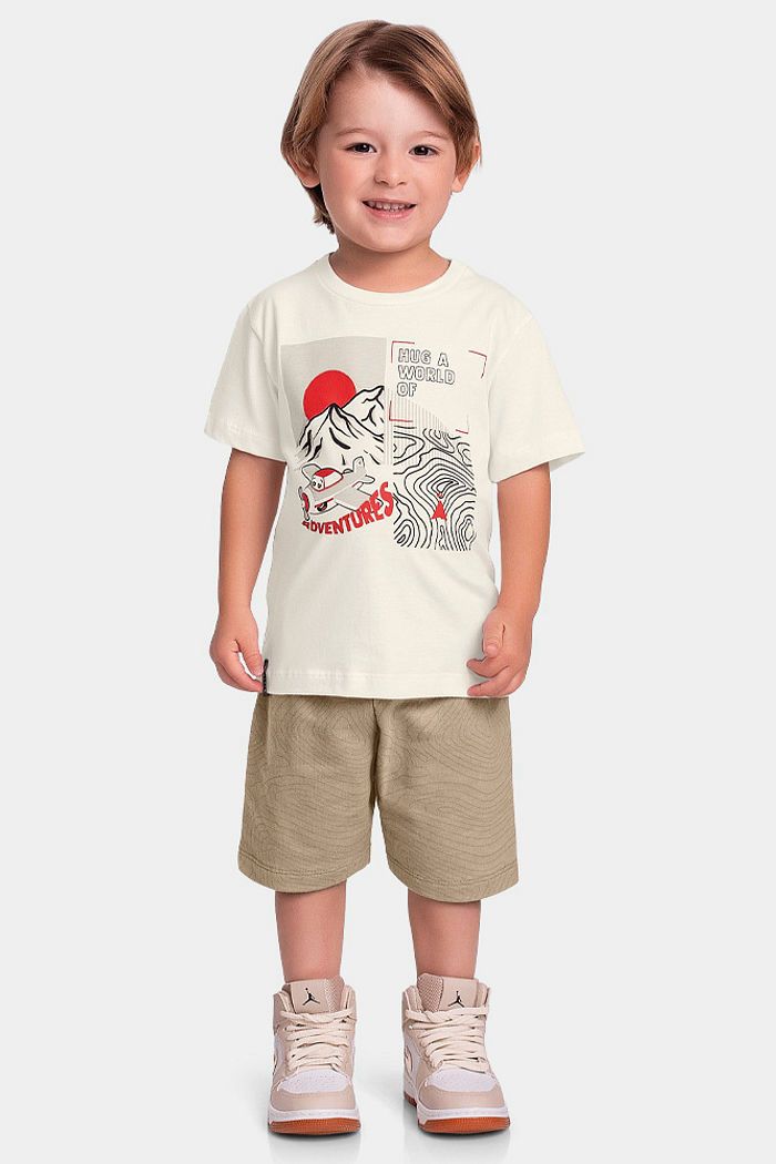 CONJ MAS CAM AVIAO ADVENTURES E BERM MLT MARFIM/CARAMELO