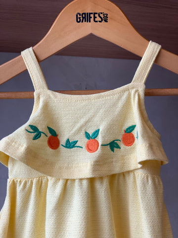 VESTIDO MALHA FLORENCE LARANJAS BORD AMARELO