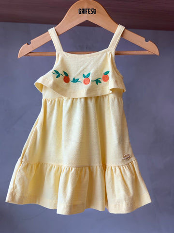 VESTIDO MALHA FLORENCE LARANJAS BORD AMARELO
