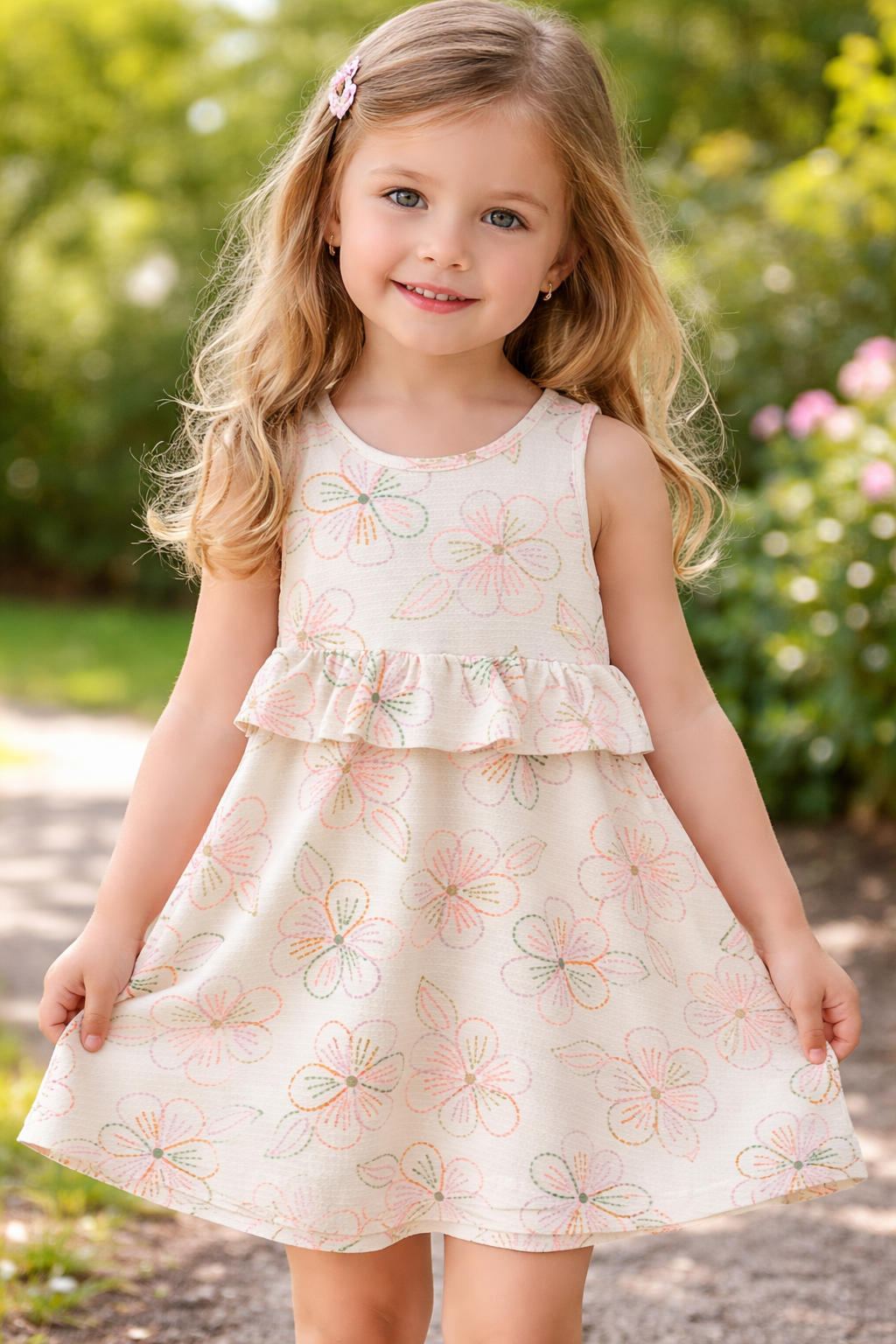 VESTIDO BAB CINT M FLORENCE EST FLORES BAUNILHA