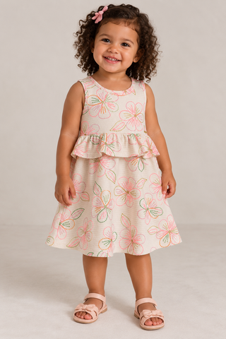 VESTIDO BAB CINT M FLORENCE EST FLORES BAUNILHA