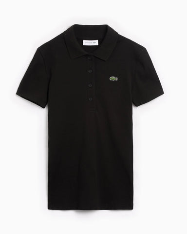 POLO MC FEM CANELADA LACOSTE PRETO