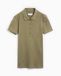 POLO MC FEM CANELADA LACOSTE KHAKI CLARO 02S