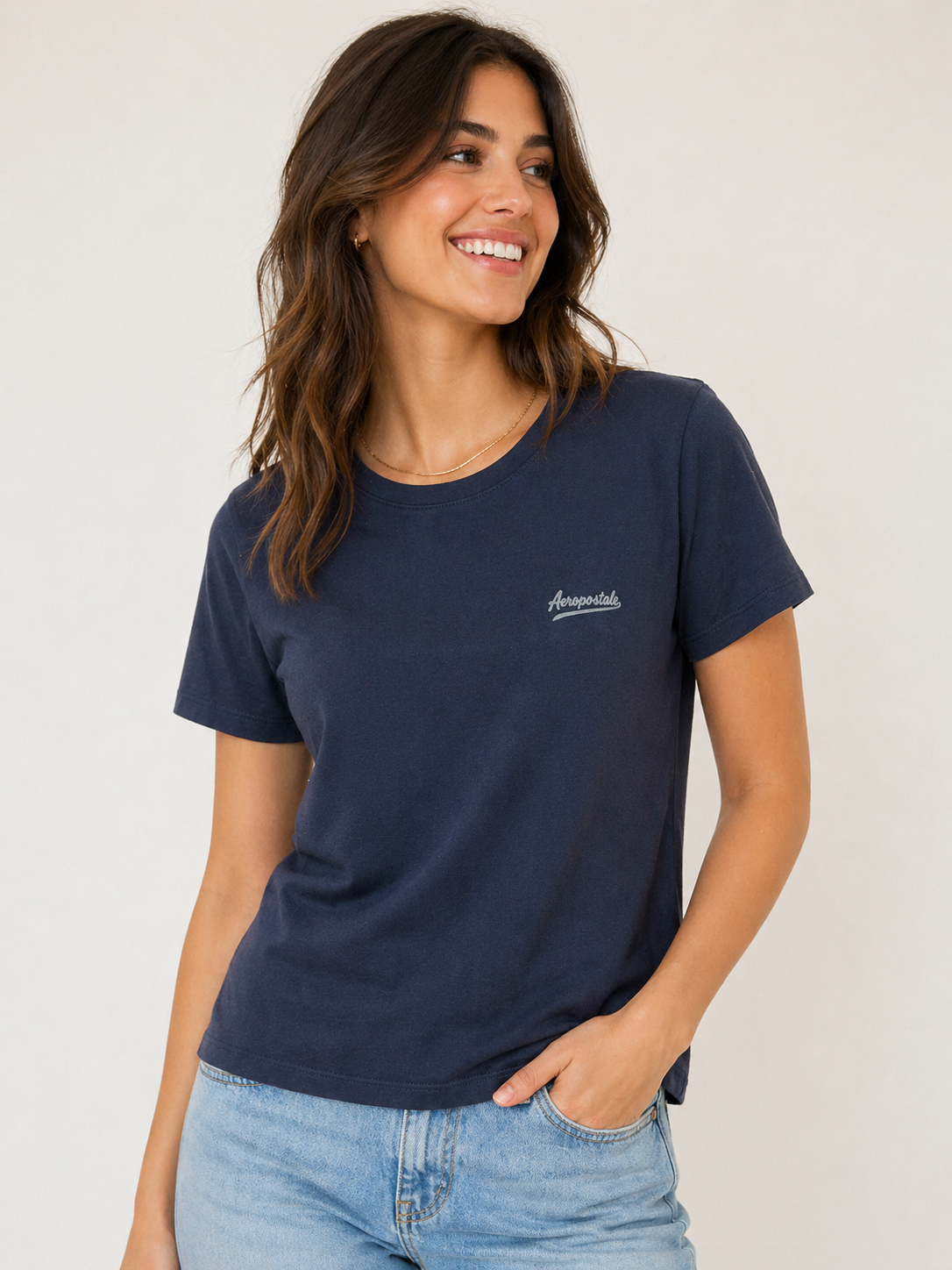 BLUSA FEM MC COTTON AEROPOSTALE PRETO