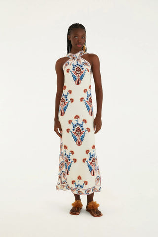 VESTIDO LONGO INDRA FARM BEGE