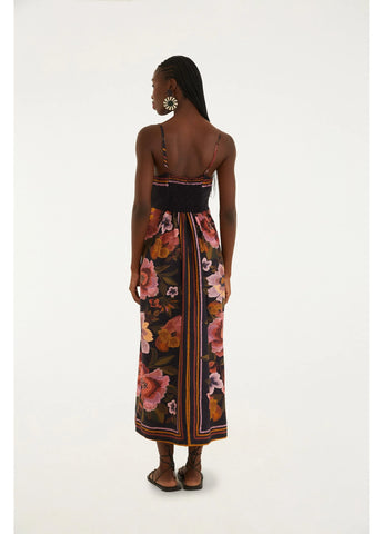 VESTIDO CROPPED FLORAL CLEO FARM PRETO