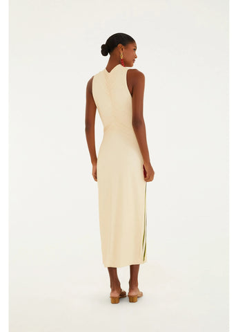 VESTIDO MIDI MAXI ESTRELICIA FARM BEGE