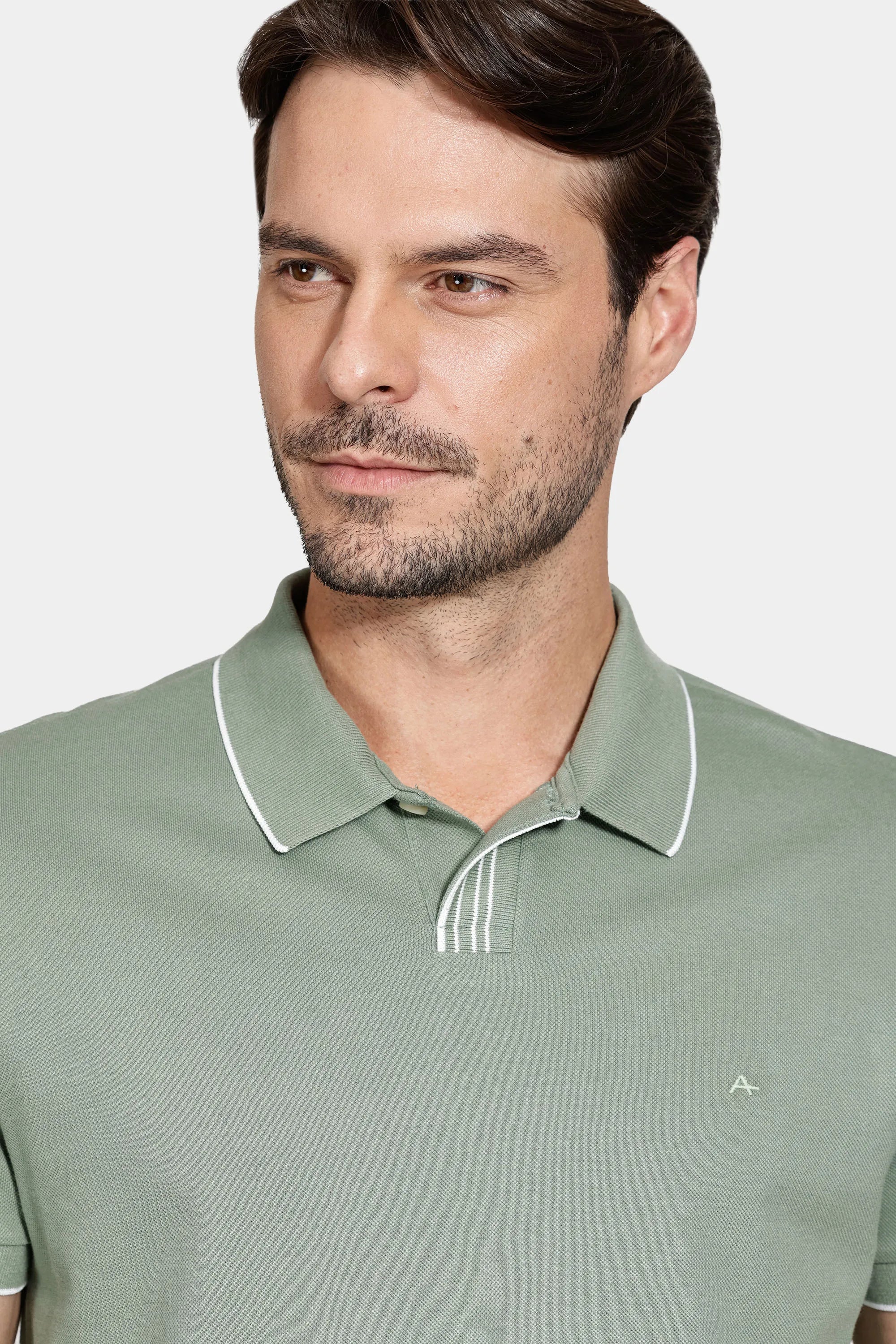POLO MAS PIQUET DETALHE RETILINEA ARAMIS MENTA