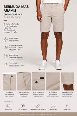 BERMUDA MAS ARAMIS CHINO CLASSICA OXFORD CAQUI