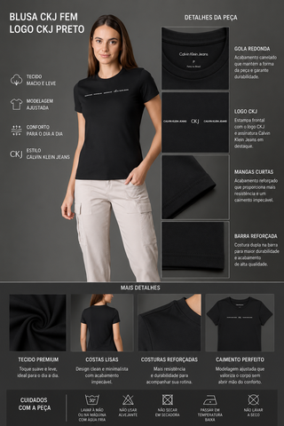 BLUSA CKJ FEM LOGO CKJ PRETO