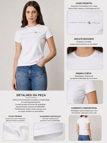 BLUSA CKJ FEM LOGO CKJ BRANCO