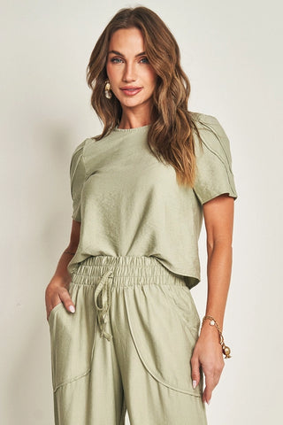 BLUSA FEM MC EM PLANO VISCOFLOW VERDE CHA