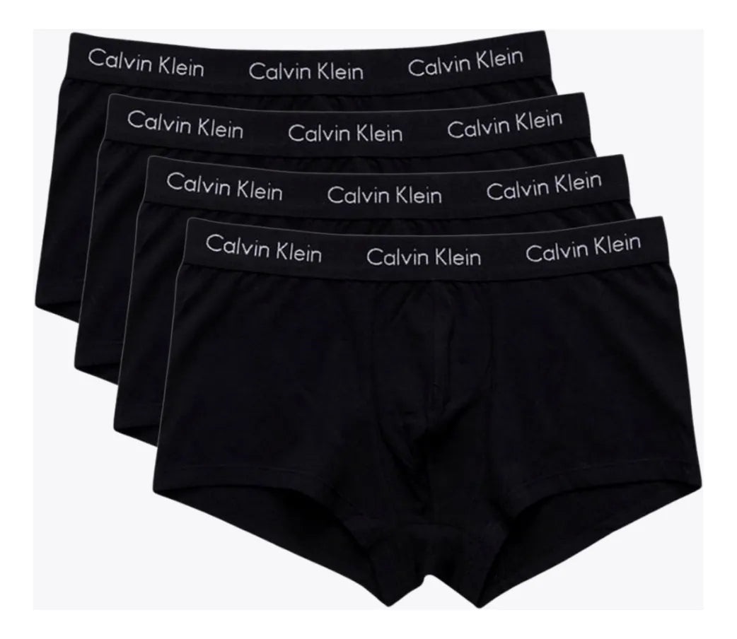 KIT 4 CUECAS CKJ MAS LOW RISE TRUNK PRETO