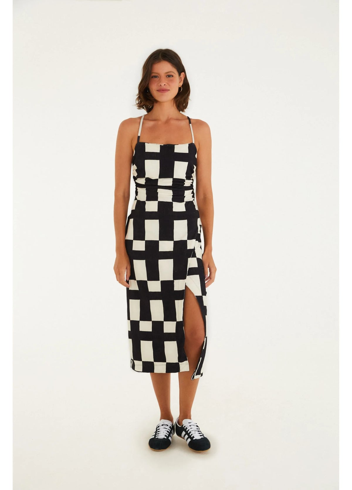 VESTIDO FEM MIDI SONHO GRAFICO FARM PRETO/OFF WHITE