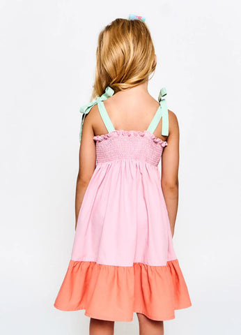 VESTIDO JARDIM DE MARAVILHAS ALPHABETO VERDE/ROSA/LARANJA