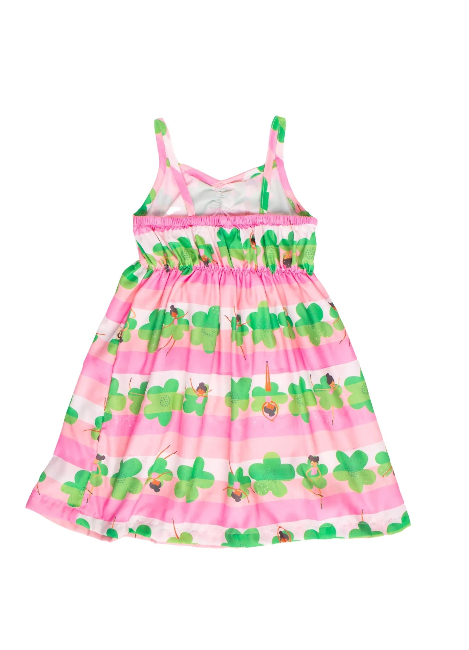 VESTIDO DANCANDO ENTRE FLORES ALPHABETO ROSA/BRANCO