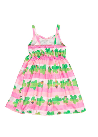 VESTIDO DANCANDO ENTRE FLORES ALPHABETO ROSA/BRANCO