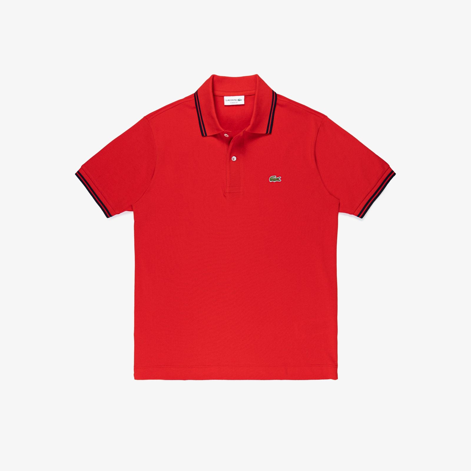 POLO MASC MC DET GOLA LACOSTE VERMELHO 528