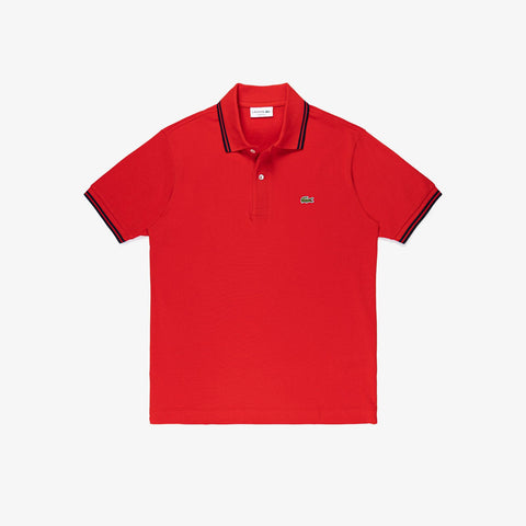 POLO MASC MC DET GOLA LACOSTE VERMELHO 528