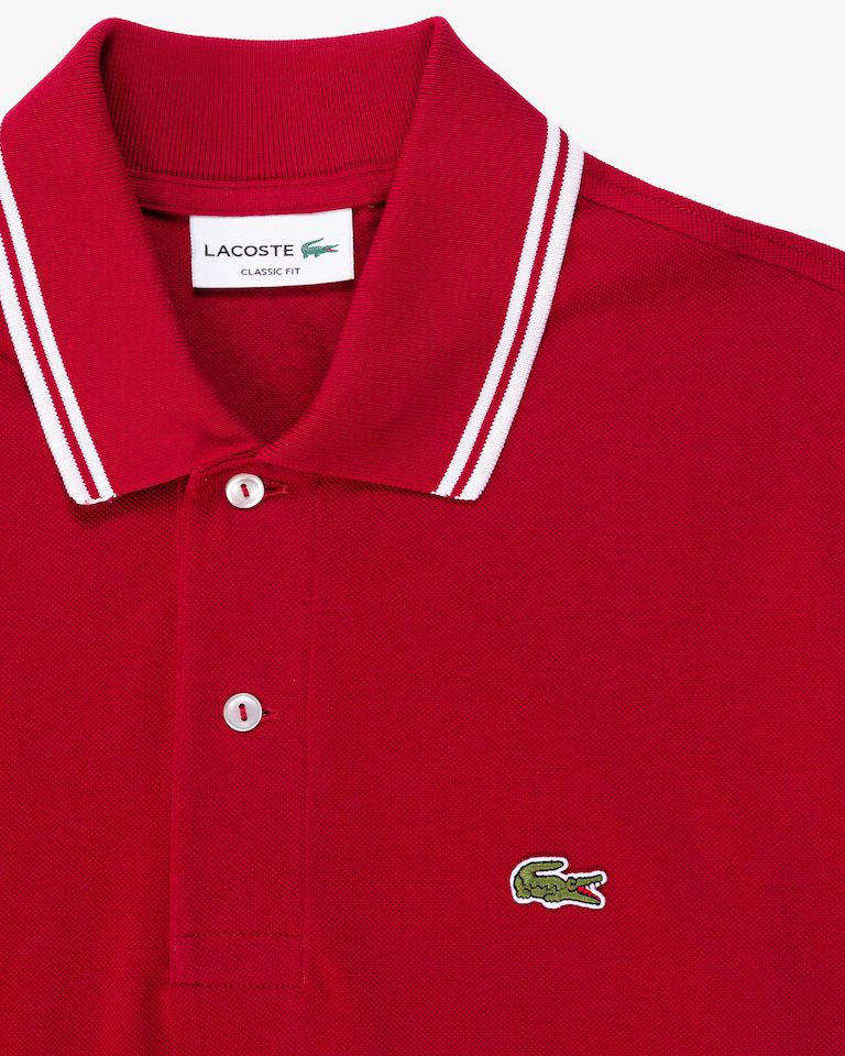 POLO MASC MC DET GOLA LACOSTE BORDO 338
