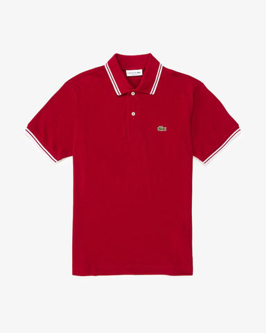 POLO MASC MC DET GOLA LACOSTE BORDO 338