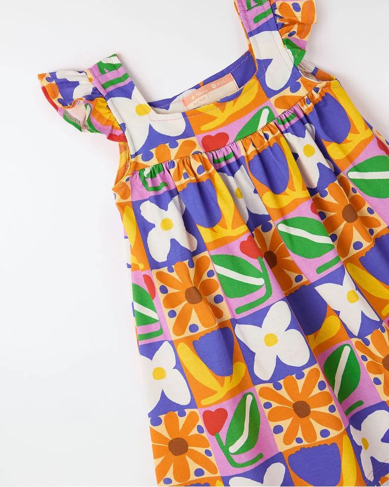 VESTIDO COM FAIXA BEBE MULTIFLOR FABULA ESTAMPADO
