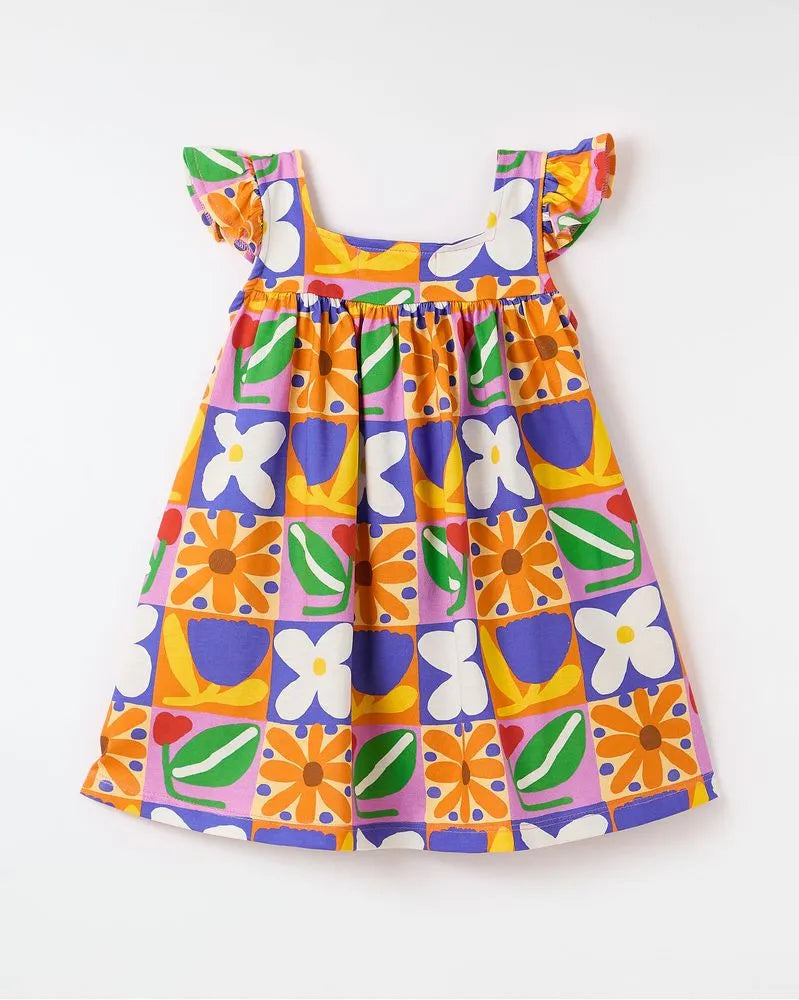 VESTIDO COM FAIXA BEBE MULTIFLOR FABULA ESTAMPADO