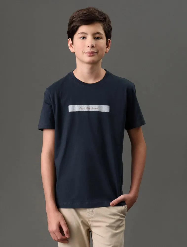 CAMISETA CKJ KIDS MAS MC LOGO SPORT MARINHO