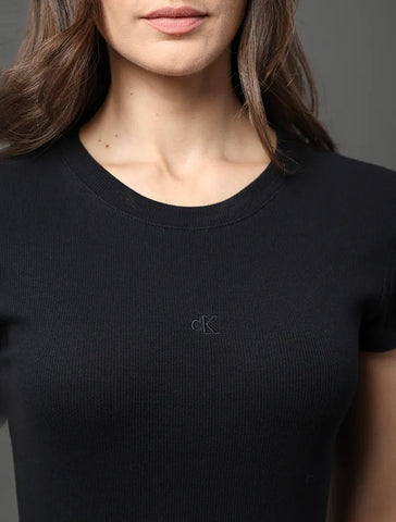 BLUSA CKJ FEM MC RIBANA DECOTE CARECA PRETO
