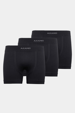 KIT 3 CUECAS BOXER SEM COSTURA ARAMIS PRETO