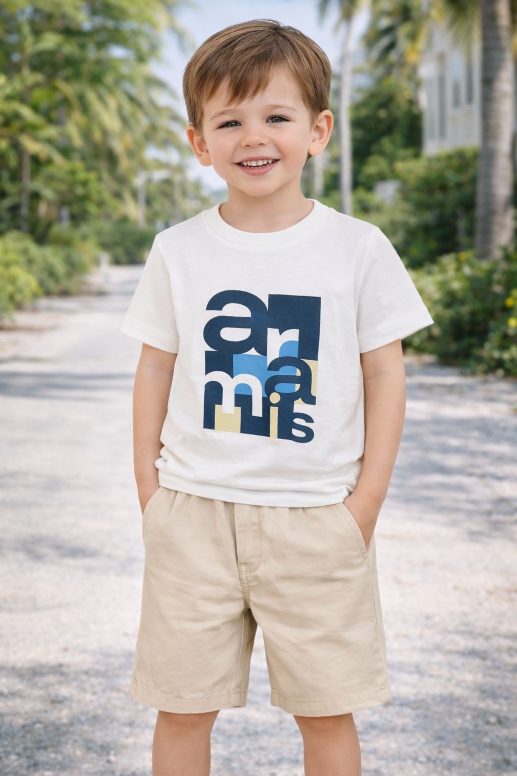 CAMISETA MAS ARAMIS INF EST GEOMETRICA OFF WHITE