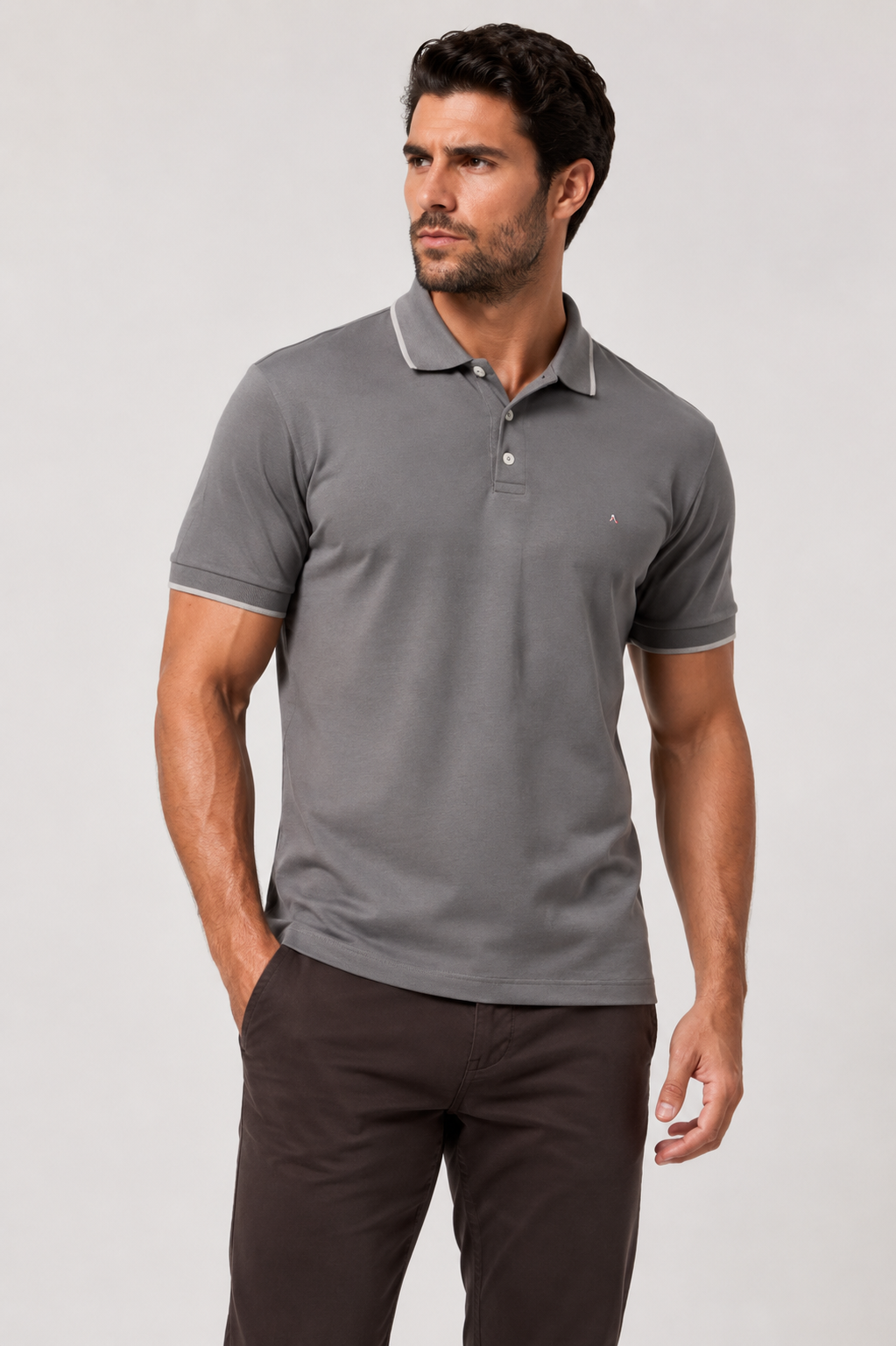 POLO MAS MC CLASSIC 1 FRISO ARAMIS QUARTZO/CINZA CLARO