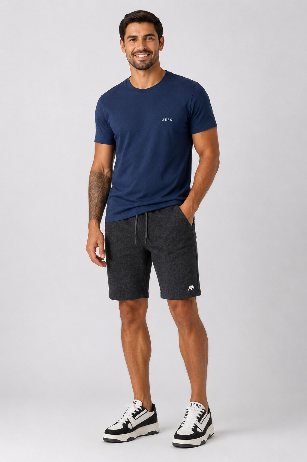 BERMUDA MAS MOLETOM AEROPOSTALE PRETO