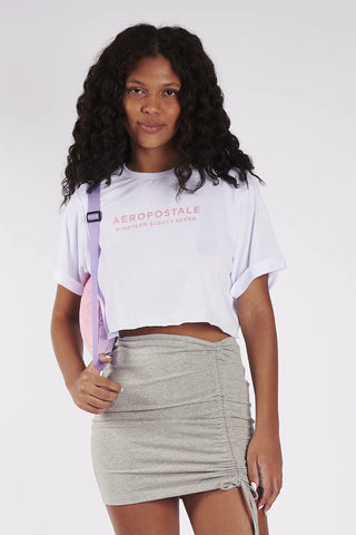 BLUSA CROPPED FEM MC SILKADA AEROPOSTALE CREME