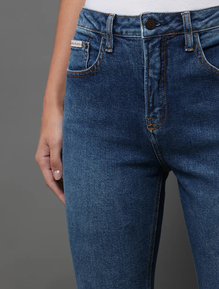 CALCA CKJ FEM JEANS SKINNY HIGH RISE AZUL MEDIO